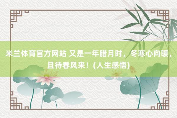 米兰体育官方网站 又是一年腊月时，冬寒心向暖，且待春风来！(人生感悟)