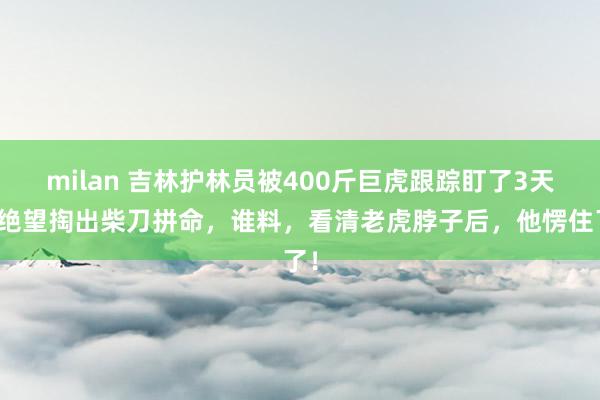 milan 吉林护林员被400斤巨虎跟踪盯了3天，绝望掏出柴刀拼命，谁料，看清老虎脖子后，他愣住了！