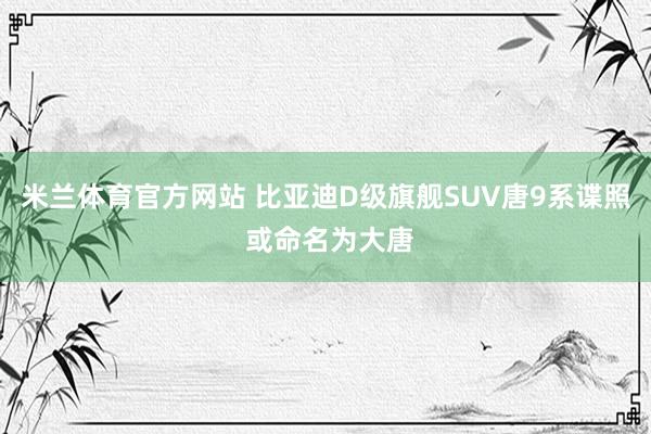 米兰体育官方网站 比亚迪D级旗舰SUV唐9系谍照 或命名为大唐